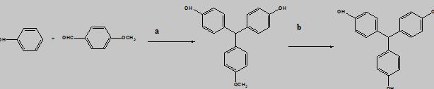 (1)	苯酚和对甲氧基苯甲醛反应合成路线