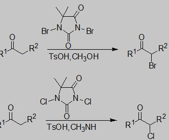 二卤海因与羰基化合物的A-卤代反应